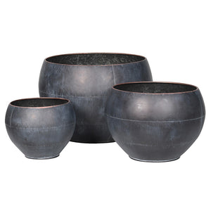 Round Zinc Planters - 3 Sizes