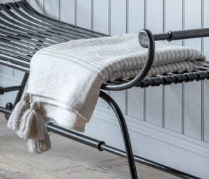 Cream Stripe Tassel Throw