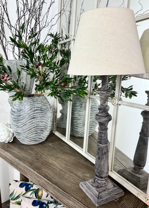 Inca White Washed Table Lamp