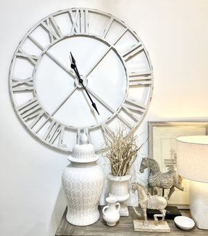 Large White Skeleton Clock