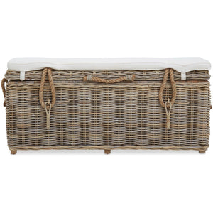 Large Rattan Storage Bench with Cushion