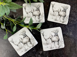 Set of 4 Stag Coasters