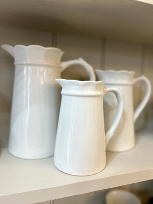 Frill Edge White Jug - 3 Sizes