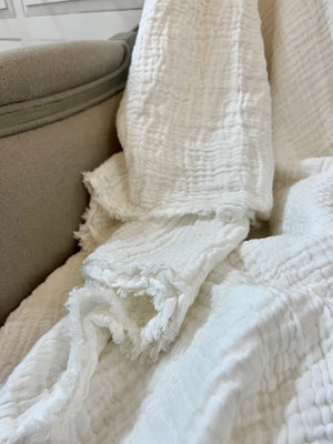 White Crinkle Throw - 2 Sizes