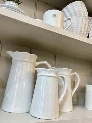 Frill Edge White Jug - 3 Sizes