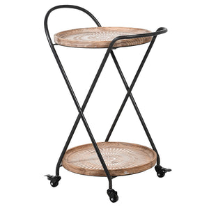 Tida Carved Wood Drinks Trolley